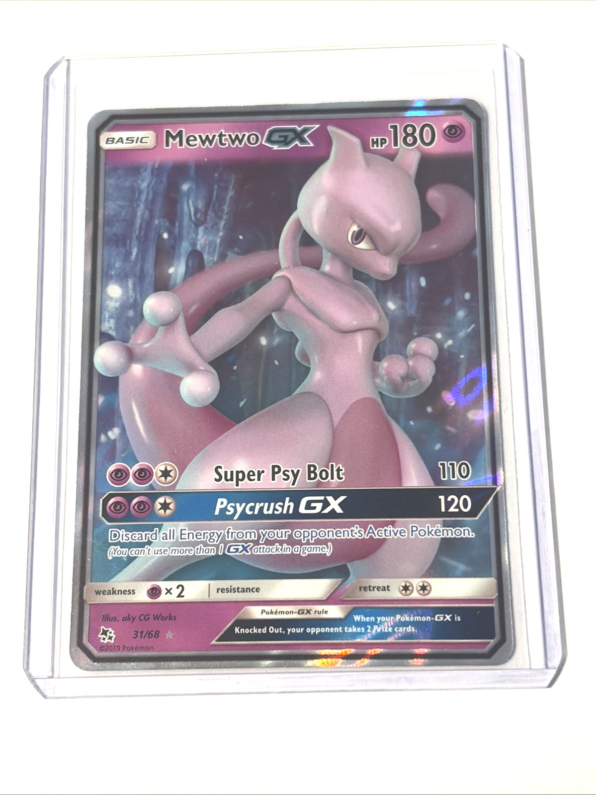 Pokemon Card Mewtwo GX 31/68 Hidden Fates Set ULTRA RARE Full Art 