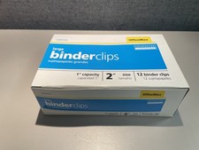 Office Max Large Binder Clips, 1" Capacity 2" Size - New Box of 12