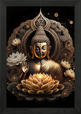 Buddha v25 Framed Wall Art Poster Canvas Print Picture