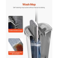 Mop and Bucket with Wringer Set Wet Dry Use Flat Mop and Bucket System