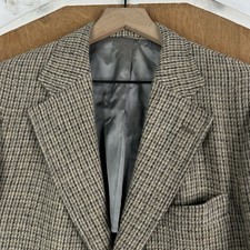 VTG Harris Tweed Blazer 40R Brown 3 Button 3/2 Roll 1960s Sport Coat Wool Jacket