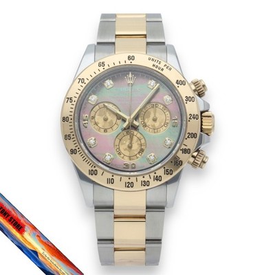 Rolex Cosmograph Daytona 116523NG Diamond Black Shell Gold Steel Watch Buckle