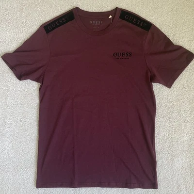 GUESS Los Angeles Mens Shirt Medium Red Noir Logo Crew Neck Cotton Tee NWT M - Image 1 of 4