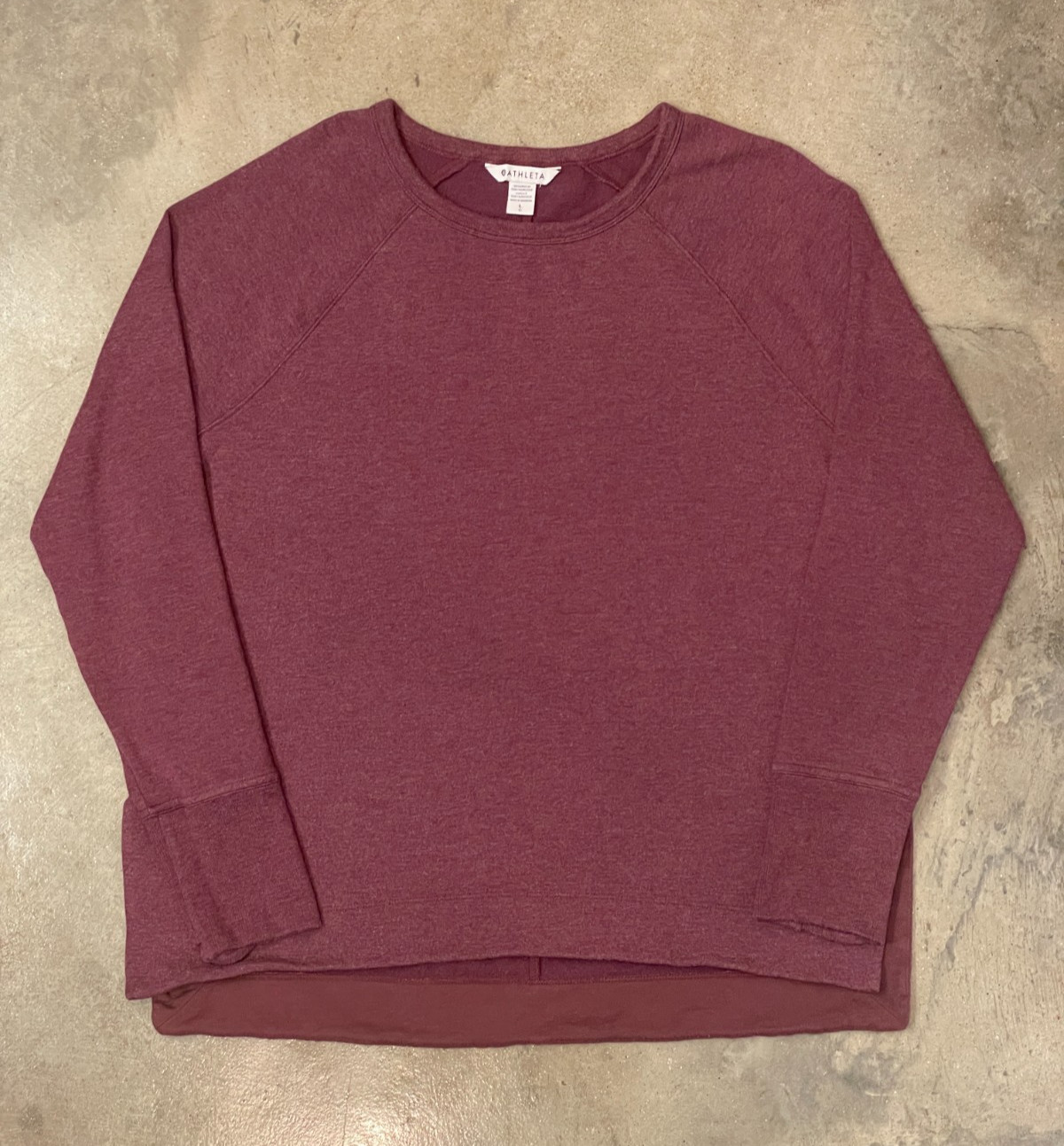 Athleta Sweater Women L Burgundy Maroon Extra Soft Knit Crewneck Logo Casual thumbnail 4
