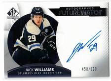 2025-26 SP AUTHENTIC JACK WILLIAMS FUTURE WATCH AUTO ROOKIE CARD 458/599 #158. rookie card picture
