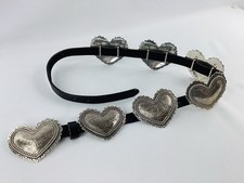 Justin Vintage Heart Concho Belt Women s 32 Black Leather Western Made USA
