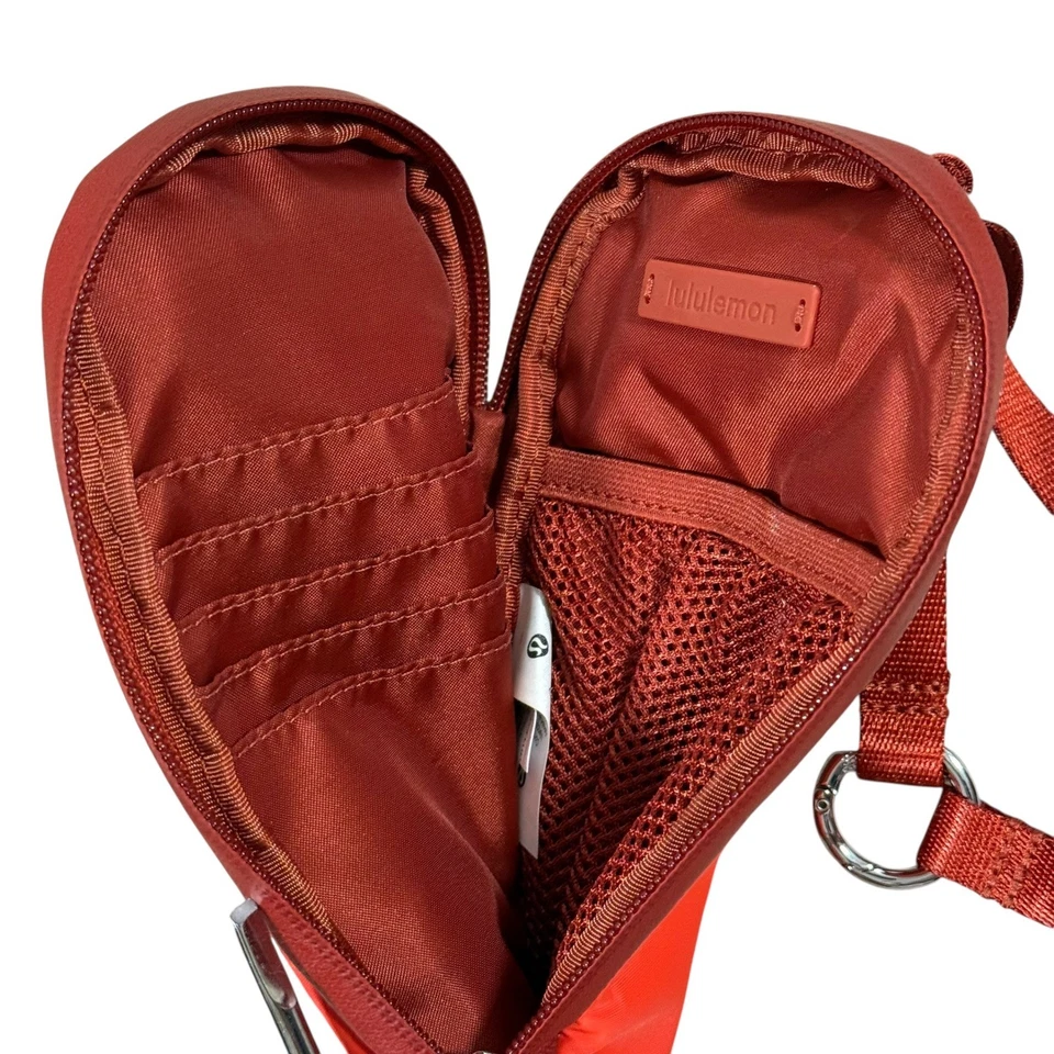 Lululemon Doble Bolsa Bandolera Conjunto Naranja OS Muñequera Atletismo Ranuras para Tarjetas Foto 4 de 4