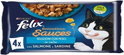 Felix Sensations Katzenfutter Nassfutter Lachs Sardinen Sauce 48x85g 4080g Pack