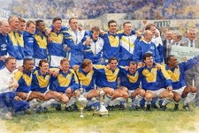 PRINT 8" x 6" glossy water colour print LEEDS UNITED CHAMPIONS 1992