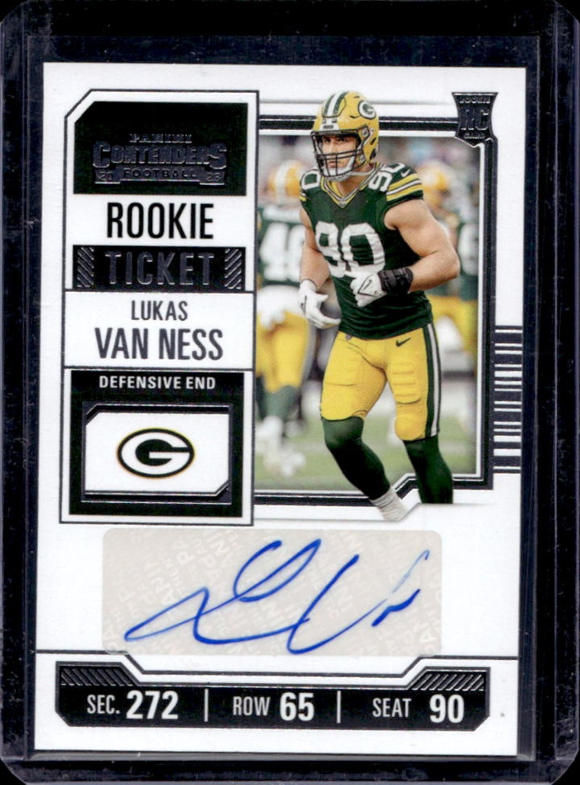 2023 Contenders Lukas Van Ness Auto RC Rookie Ticket #250 Packers