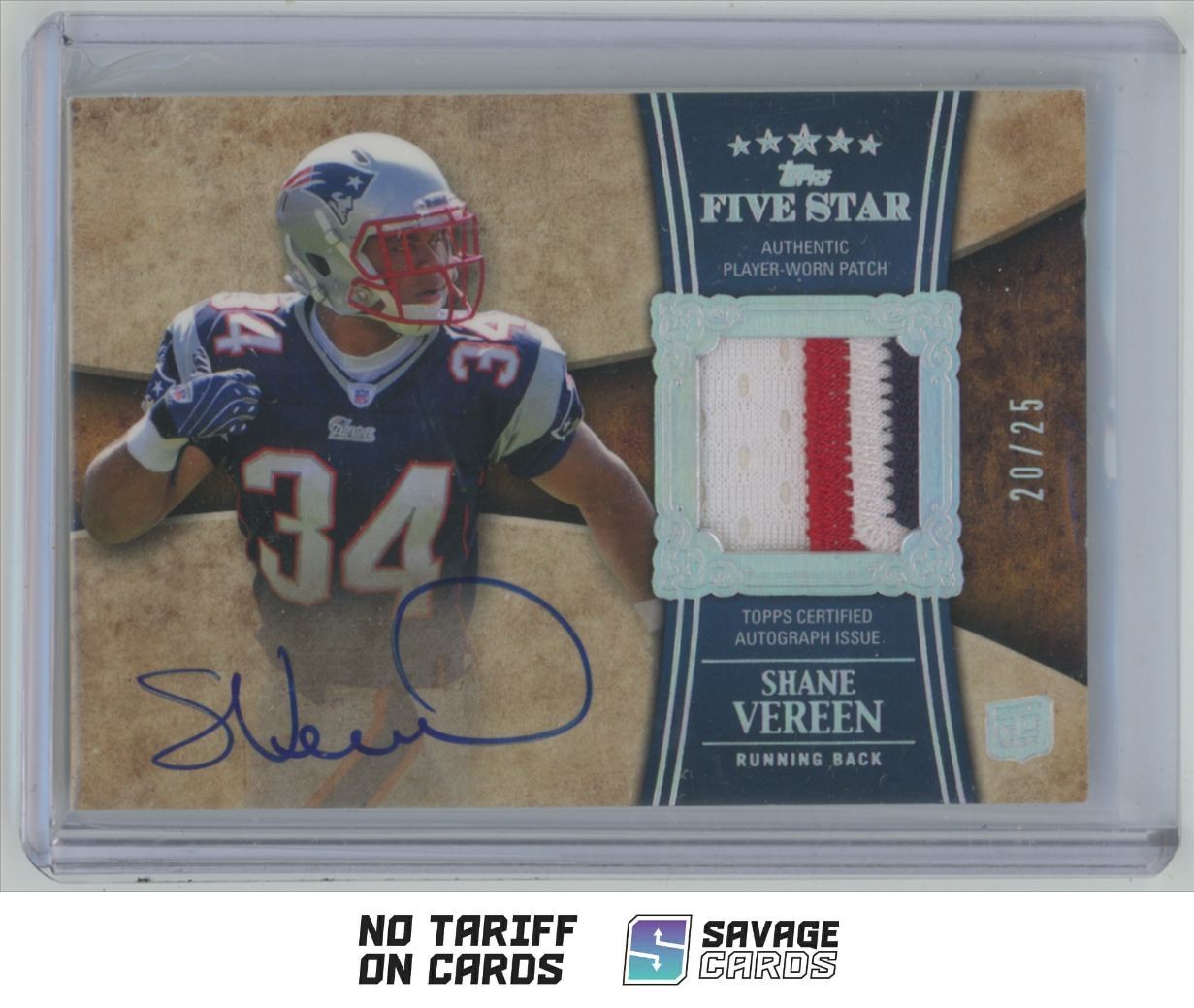 Shane Vereen Topps Five Star #183 Autograph Patch-Rainbow