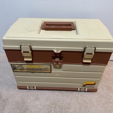 Vintage 1993 Plano 757 Tackle Box 4 Drawer Fishing Storage Box w/ original pages