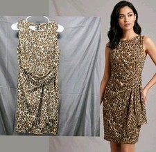 David Warren Leopard Animal Print Dress Women's Small Wrap Sheath Knee Length