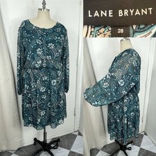 Lane Bryant Plus Size 28 4X Green Paisley Dress