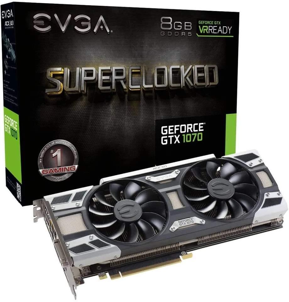 EVGA GeForce GTX 1070 SC GAMING ACX 3.0, 8Go GDDR5, LED, DX12 OSD SUPPORT (PXOC) - Photo 1/1
