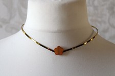 schmaler goldener Halsreif Halskette mit Blume Modeschmuck günstig kaufen