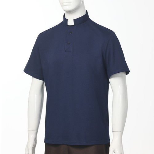 T-Shirt Herren Klerus Poloshirt Priester Vikar Pastor Tops mit Kleriker Tab Kragen - Bild 38 von 38