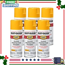 Rust-Oleum 298537-6PK Stops Rust Spray Paint, 12 oz, Gloss Tuscan Sun, 6 Pack