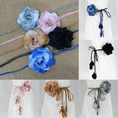 Women Self-Tie Rope Braided Woven Waist Belt Tassel Decorative Dress Waistband D