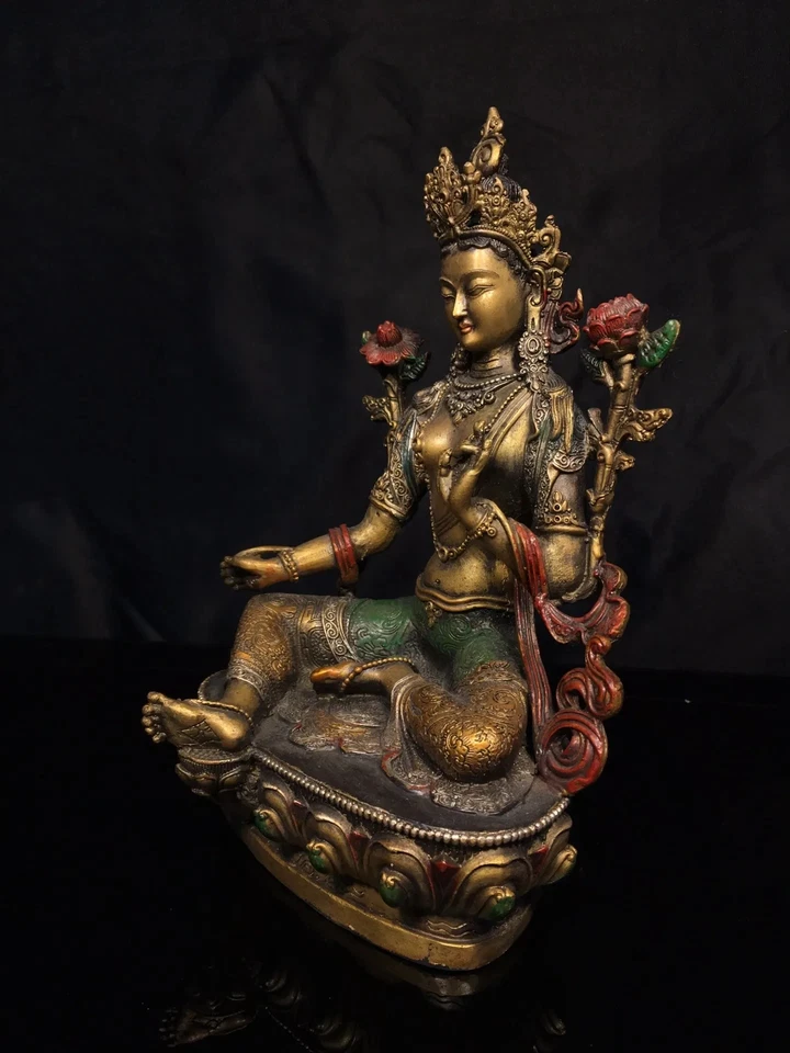 Buda Tara verde pintado de cobre refinado de China con manship y revestimiento grueso Foto 2 de 4