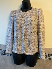 Rebecca Taylor Cream Multi Tweed Buckle Short Jacket Fringe Trimmed SZ 2 NWOT