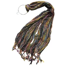 Talla Unica Slubby Fringed Fashion Scarf Womens One Size Multicolor Striped NWT