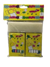 24 GESSETTI PER LAVAGNA + CANCELLINO PER DISEGNO SCUOLA GESSI COLORATI E BIANCHI