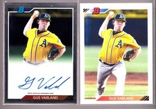 Gus Varland Autograph 2020 Bowman Heritage Chrome Auto 92PA-GV & Base BHP-38 LOT