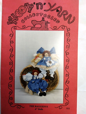 Raggedys 6'' Doll Craft Sewing Pattern 511 Wood N Yarn UC Wood Fabric Yarn Small