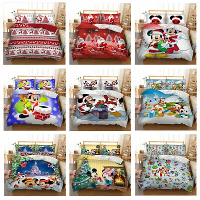 Christmas Mickey Mouse Quilt Doona Duvet Cover Set Single/Double/Queen/King Size - image 1 of 4