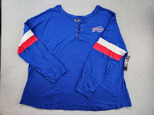 T-shirt maglietta manica lunga leggera stringata Buffalo Bills Varsity taglie forti 4X - Foto 4 di 17