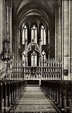 Marburg Lahn Hessen Kirche Altar 1956 mit Bahnpost-Stempel Zug 0475 gelaufen