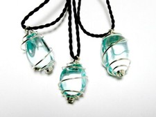 Blue Obsidian Spiral Pendant with Silk Twisted Cord