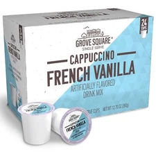 Grove Square Cappuccino Pods French Vanilla Single Serve ,24 Count (Pack of 1)
