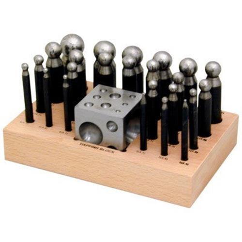 24 Piece Steel Metal Dapping Punch Tool Set Daping Shaping Jeweler's Punch Block - Picture 1 of 1