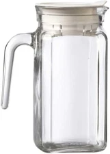 Amici Home Italian Igloo Quadra Small Glass Pitcher with Handle & Lid, 17 oz