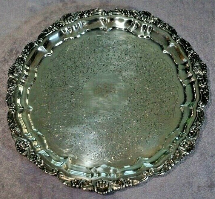 Poole Silver #3209 Silverplate Footed Tray 12