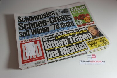 BILDzeitung 05.02.2021 Februar Corona Winter Schnee Chaos Lockdown Merkel