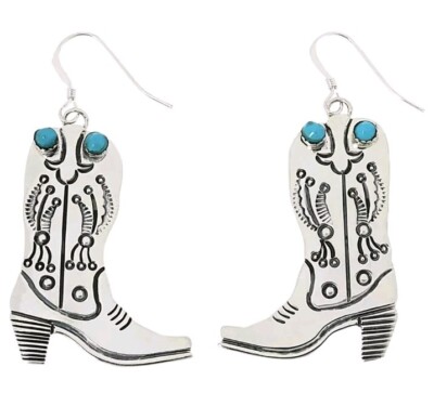 Chaco Canyon Sterlingsilber Türkis Stiefel Ohrhänger - durchbohrt - Neu mit Etikett - 189,95 $