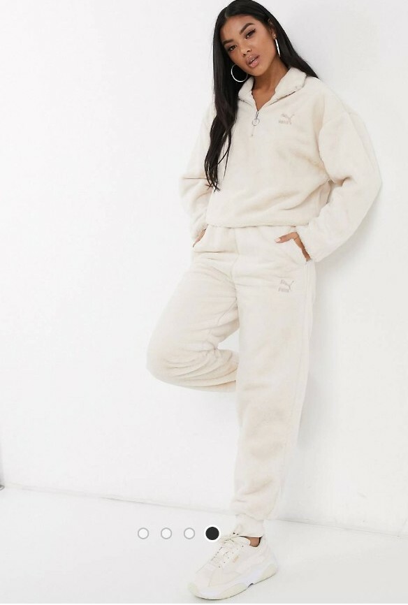 Puma Women's Faux Fur half zip Black Jumper/Top Size X-Small | eBay