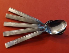 5 NAKAZATO NAB3 Stainless Teaspoons Japan Bamboo/Leaves FREE SHIP