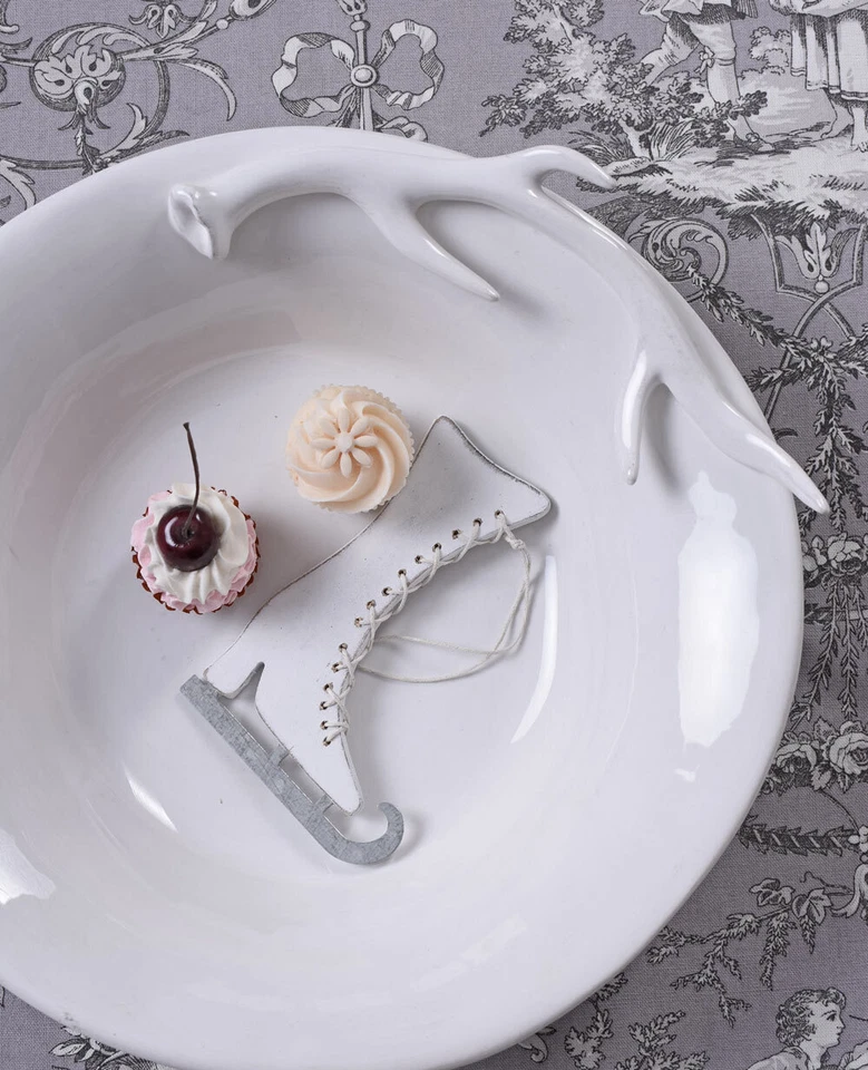 Dekoschale Weiss Schale Xmas Salatschüssel Hirschgeweih Servierschale Porzellan  - Bild 4 von 4