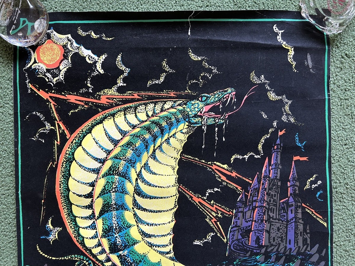Vintage 1974 King Cobra Snake Castle Original Blacklight