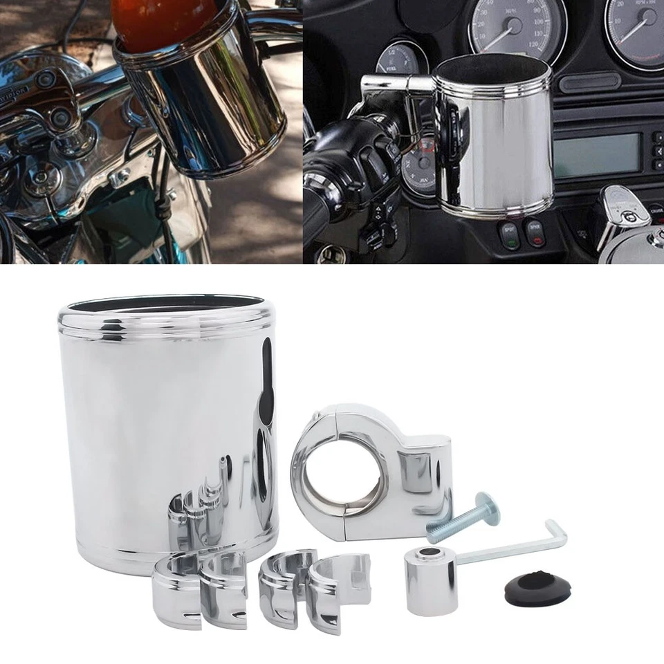 Portavasos para motocicleta apto para Harley Dyna Street Bob Victory Vision Honda Foto 3 de 4