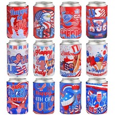 12 PCS 4th of July 4th of July Can Cooler Sle...