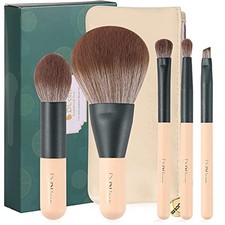 DUcare Travel Makeup Brushes Set with Bag Beige and green