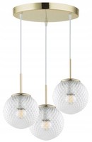 HäNgelampe Schlafzimmer 3-Flammig Glas Gold E27 B:30 Cm Pendelleuchte Esszimmer