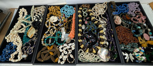 Huge Vintage Collection Of Glass /Real Stones & Faux Stone Lot -Necklace -Etc.