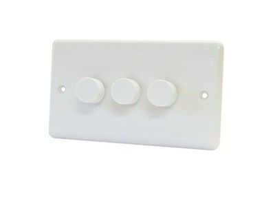 Netz LED Licht Dimmer Schalter 250W 3 Gang 2 Wege - Weiß Kunststoff