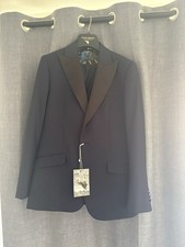 Harry Brown Navy 3-Piece Tuxedo Suit 42 Long (Jacket & Waistcoat), 36L Trousers